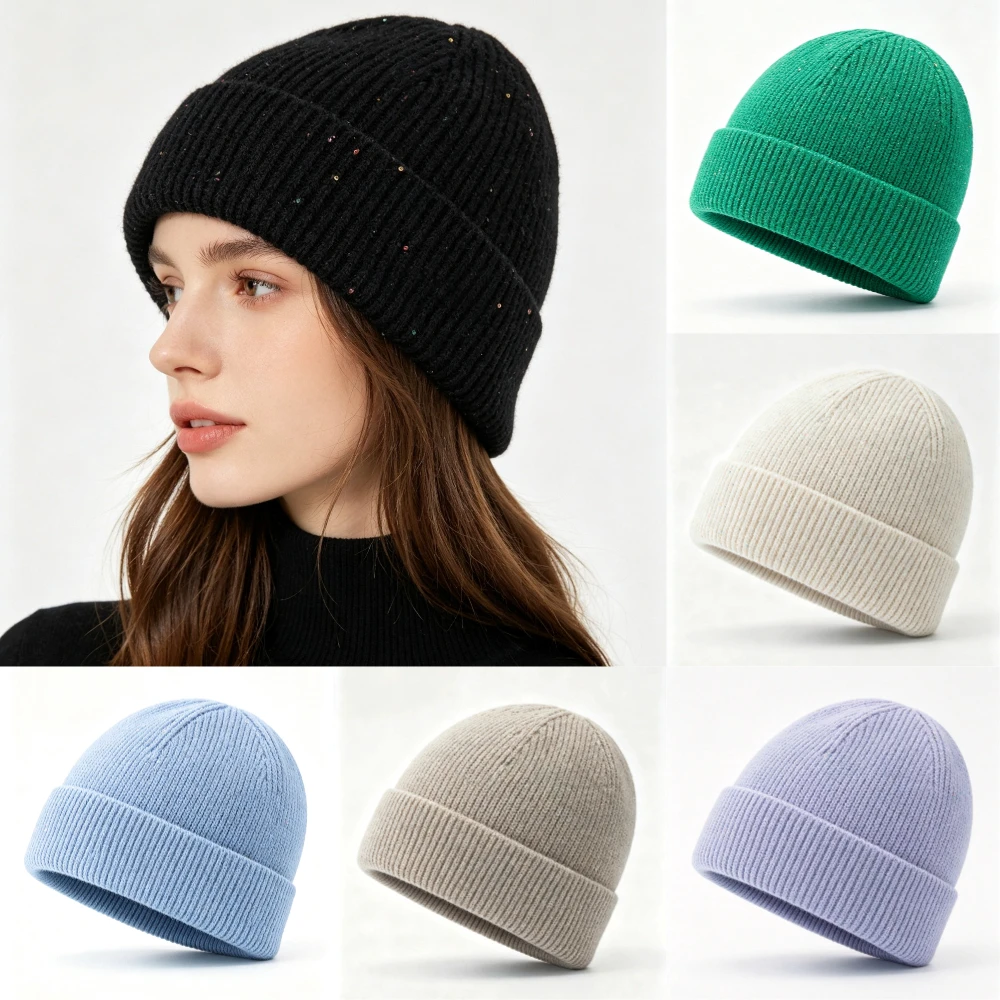 Beanie Cuffed Knit - Nuovo cappello invernale da donna, lavorato