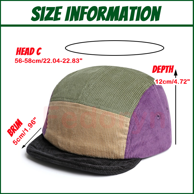 Fedoryn Cappello a tesa corta  - Corduroy Cap 5 Panel recensione e prezzo